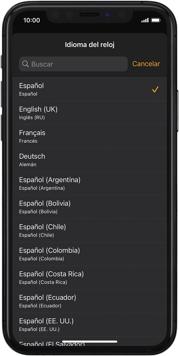 En el teléfono: Pulsa el idioma deseado.