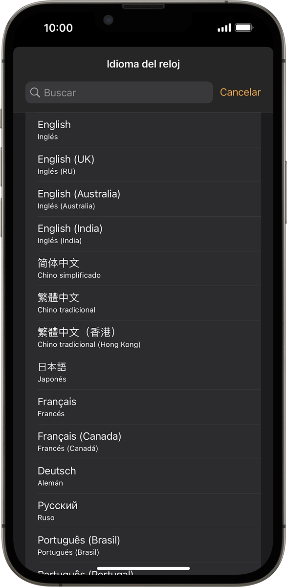 En el móvil: Pulsar el idioma deseado.