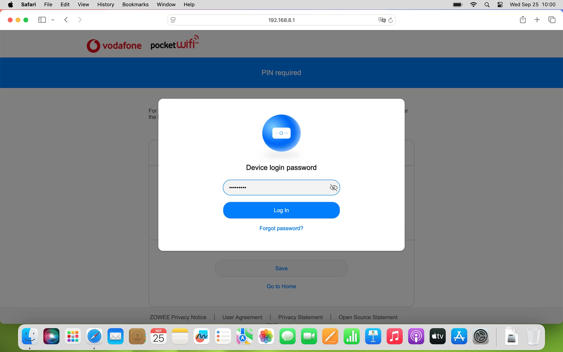 Key in the password for your router and click Log In.