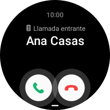 Pulsa el icono de responder llamadas y desliza el dedo hacia arriba para contestar la llamada.