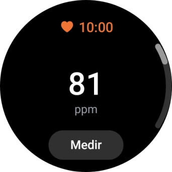 Pulsa Medir y espera mientra el smartwatch está midiendo el pulso.