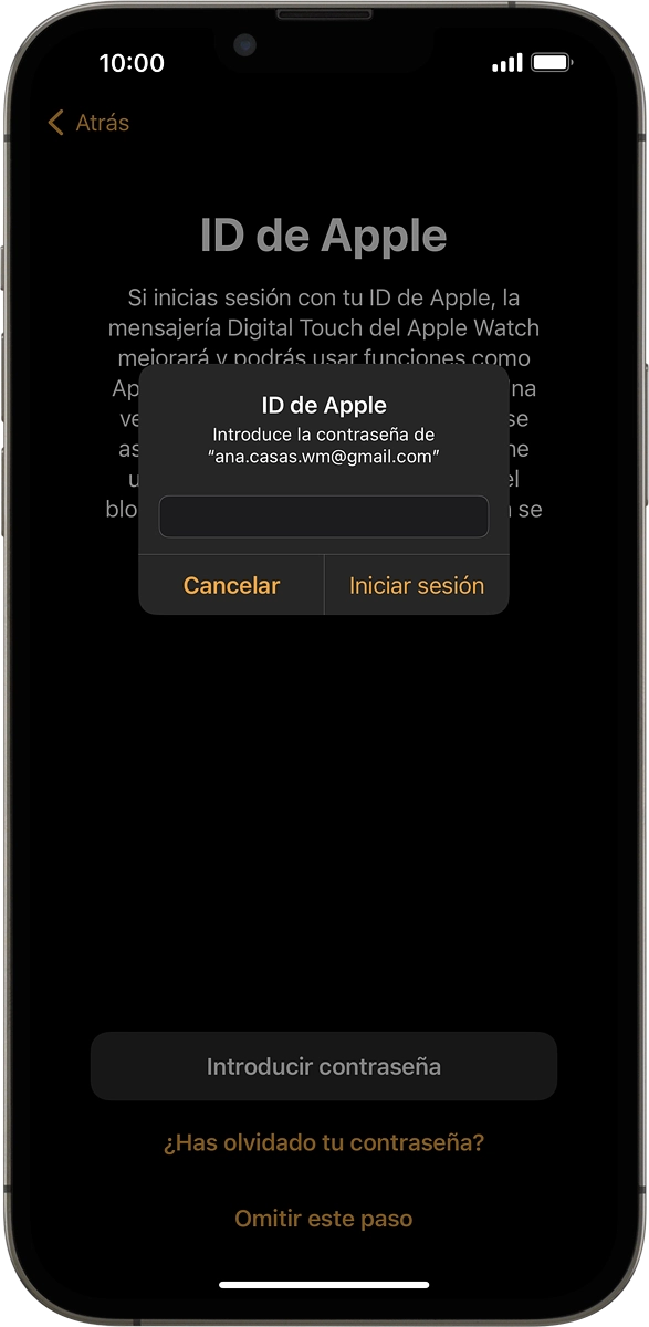 En el móvil: Volver a introducir la contraseña del ID de Apple y pulsar Iniciar sesión.