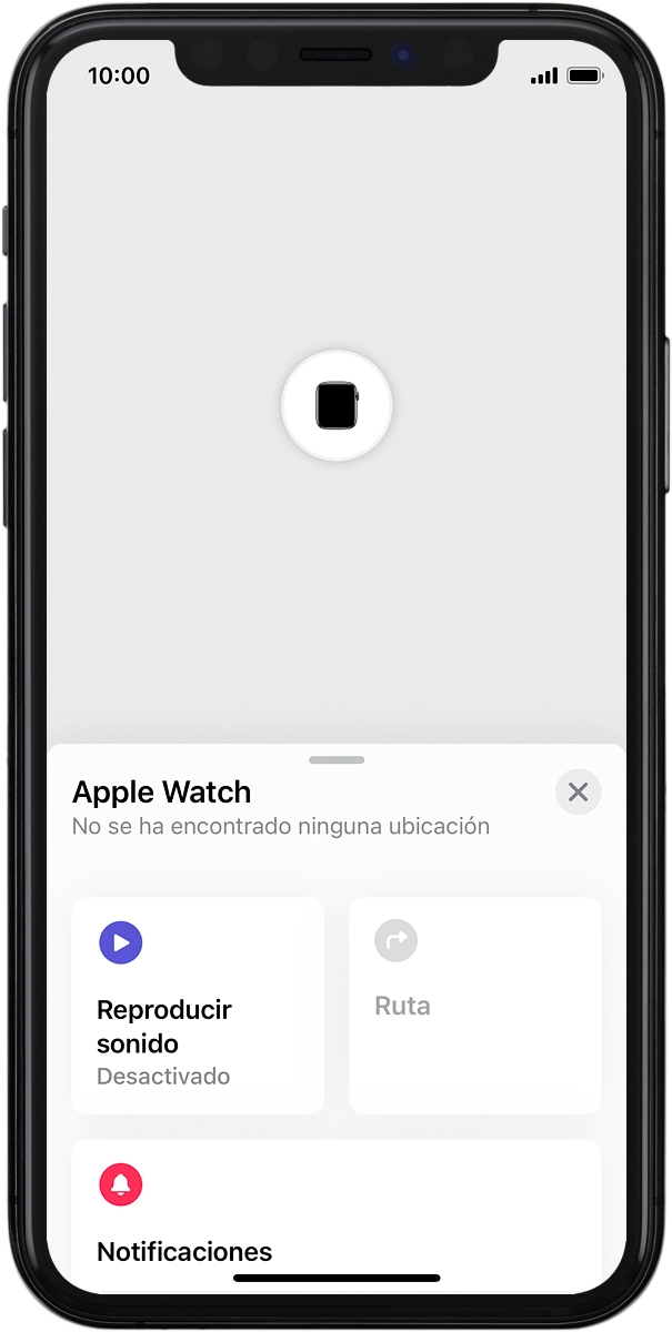 En el mapa aparece la posición más reciente de tu Apple Watch.