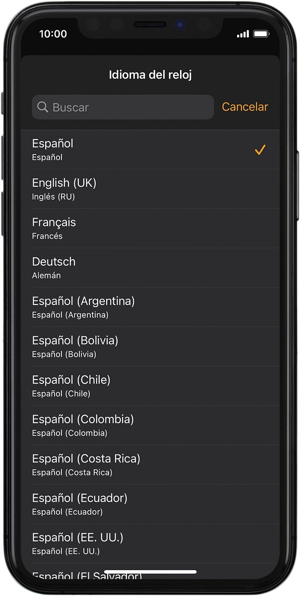 En el teléfono: Pulsa el idioma deseado.