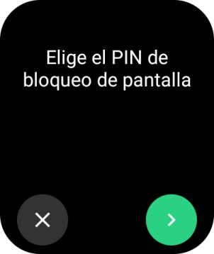 Pulsa la flecha hacia la derecha y sigue las indicaciones de la pantalla para crear un código PIN como código de seguridad.