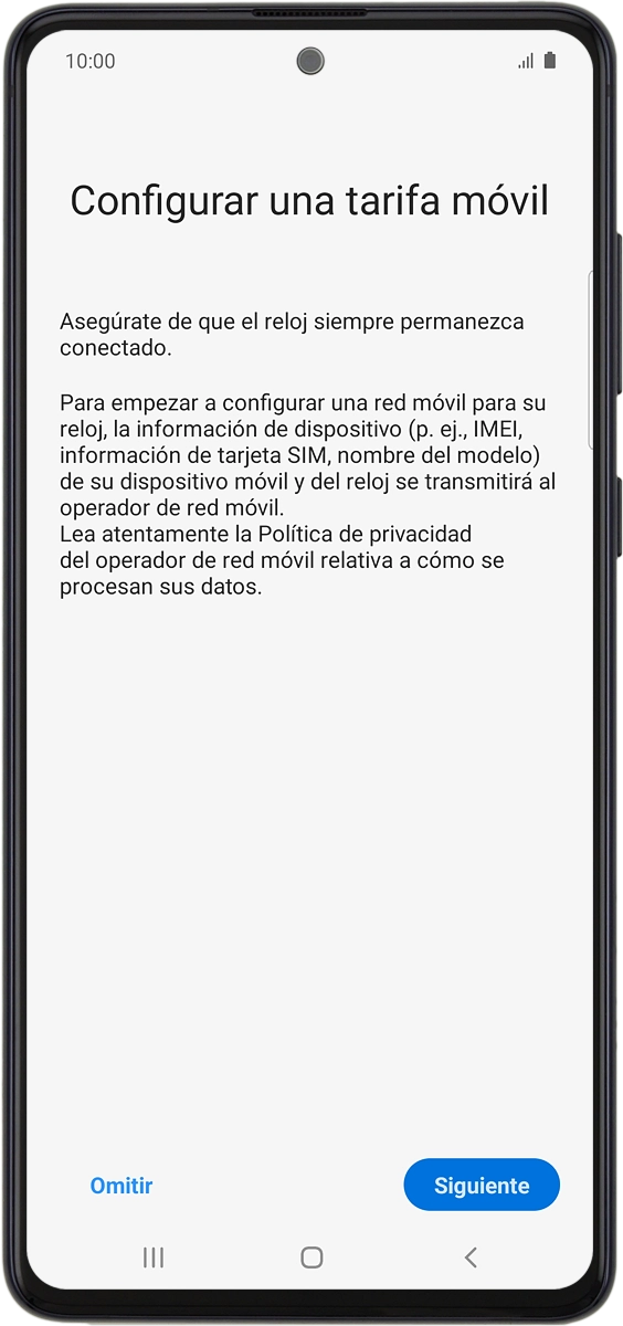 En el teléfono: Pulsa Siguiente y sigue las indicaciones de la pantalla para configurar los datos móviles.