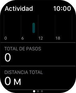 Sigue deslizando el dedo hacia arriba y sigue las instrucciones de la pantalla para consultar la vista de la actividad de la semana en curso o para adaptar los objetivos de la actividad diaria.
