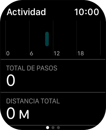 Sigue deslizando el dedo hacia arriba y sigue las instrucciones de la pantalla para consultar la vista de la actividad de la semana en curso o para adaptar los objetivos de la actividad diaria.