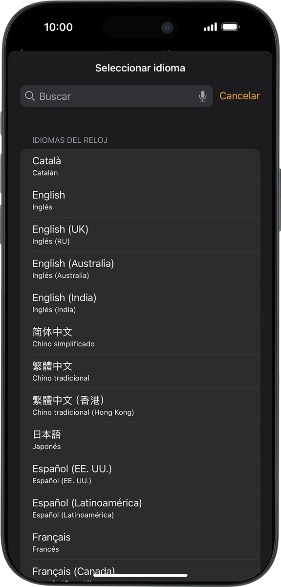 En el teléfono: Pulsa el idioma deseado.