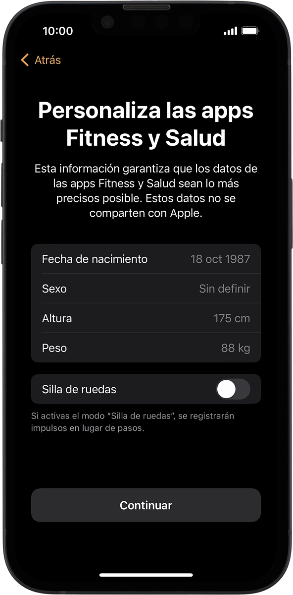 En el teléfono: Sigue las indicaciones de la pantalla para seleccionar los ajustes deseados y pulsa Continuar.