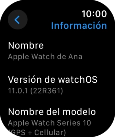 La versión de software del Apple Watch se puede consultar bajo Versión de watchOS.
