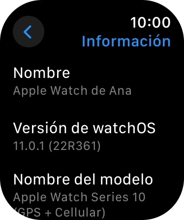 La versión de software del Apple Watch se puede consultar bajo Versión de watchOS.