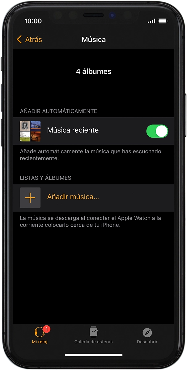 En el teléfono: Pulsa Añadir música... y desplázate a la lista de reproducción o al álbum deseado.