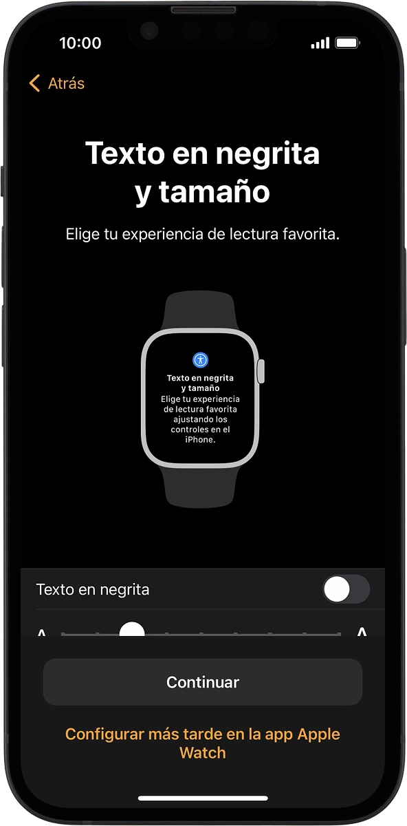 En el teléfono: Sigue las indicaciones de la pantalla para seleccionar los ajustes deseados y pulsa Continuar.