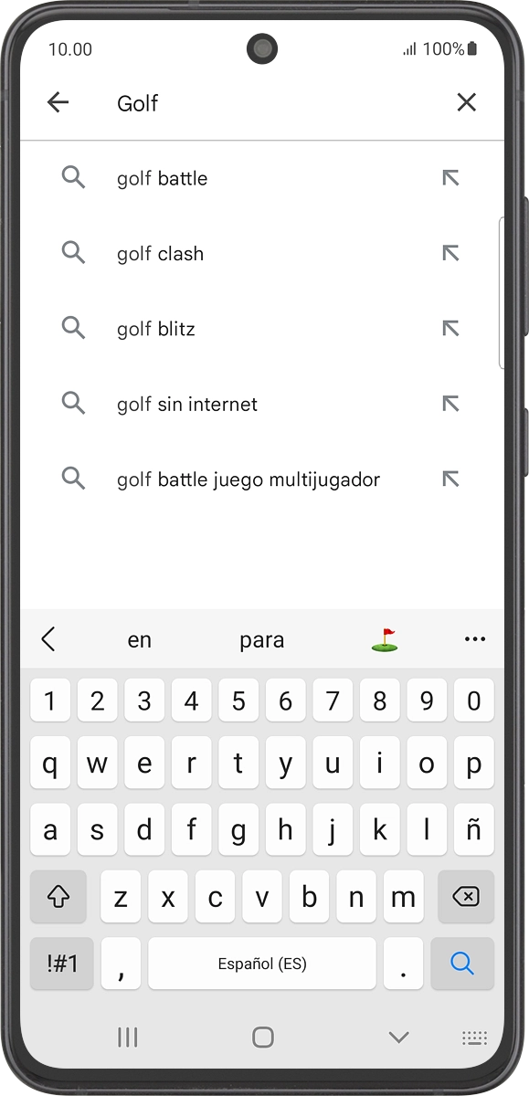 En el teléfono: Introduce el nombre del tema o de la app y pulsa el icono de búsqueda.