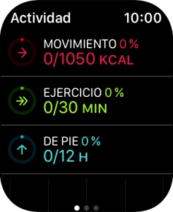 Seguir deslizando el dedo hacia arriba para ver el número de pasos, la distancia y los pisos que se ha andado.