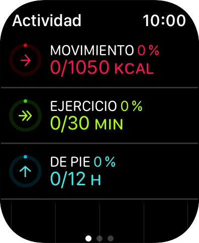 Seguir deslizando el dedo hacia arriba para ver el número de pasos, la distancia y los pisos que se ha andado.