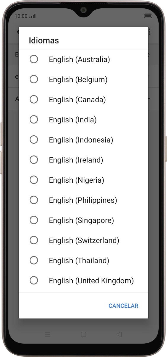 En el teléfono: Pulsa el idioma deseado.