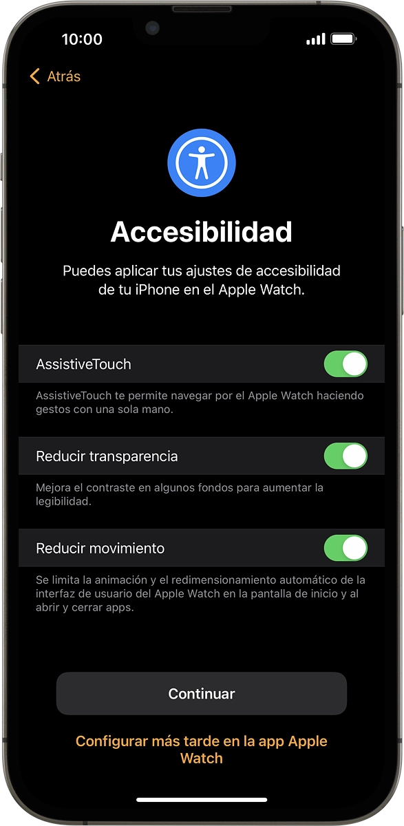 En el móvil: Pulsar el ajuste deseado.