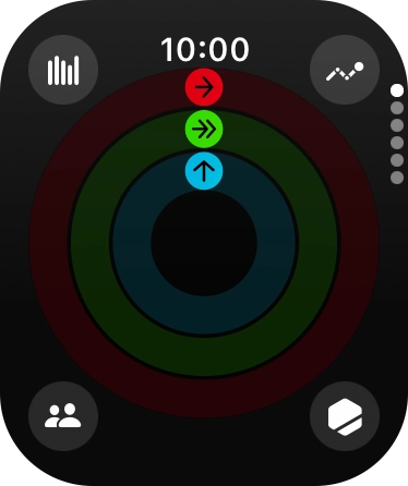 En la pantalla aparece cuánto tiempo te lleva realizar tus objetivos de actividad diaria. Cuando los círculos de color están cerrados, significa que has alcanzado los objetivos de tu actividad diaria.