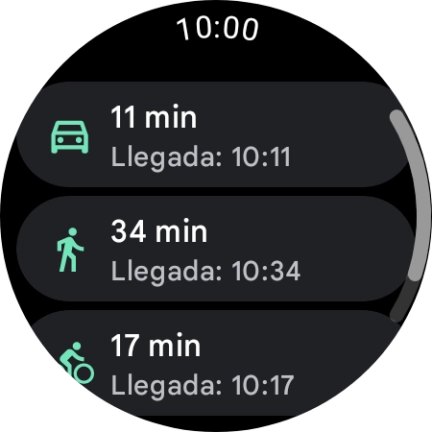 Pulsa el medio de transporte deseado.