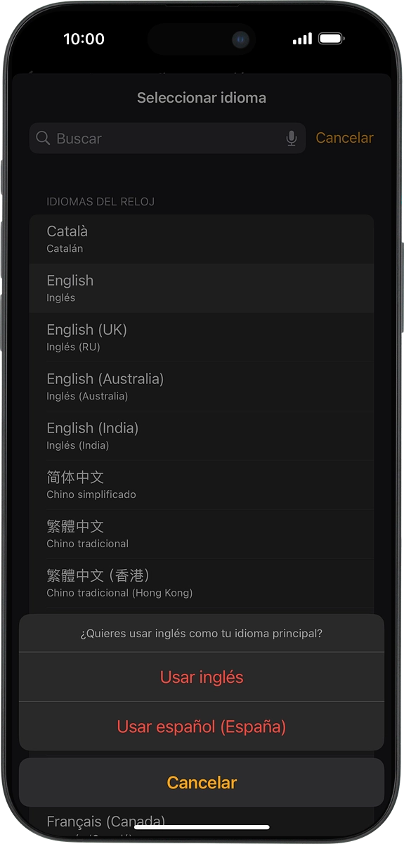 En el teléfono: Pulsa Usar ‹idioma›.