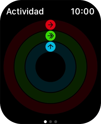 En la pantalla aparece cuánto tiempo te lleva realizar tus objetivos de actividad diaria. Cuando los círculos de color están cerrados, significa que has alcanzado los objetivos de tu actividad diaria.