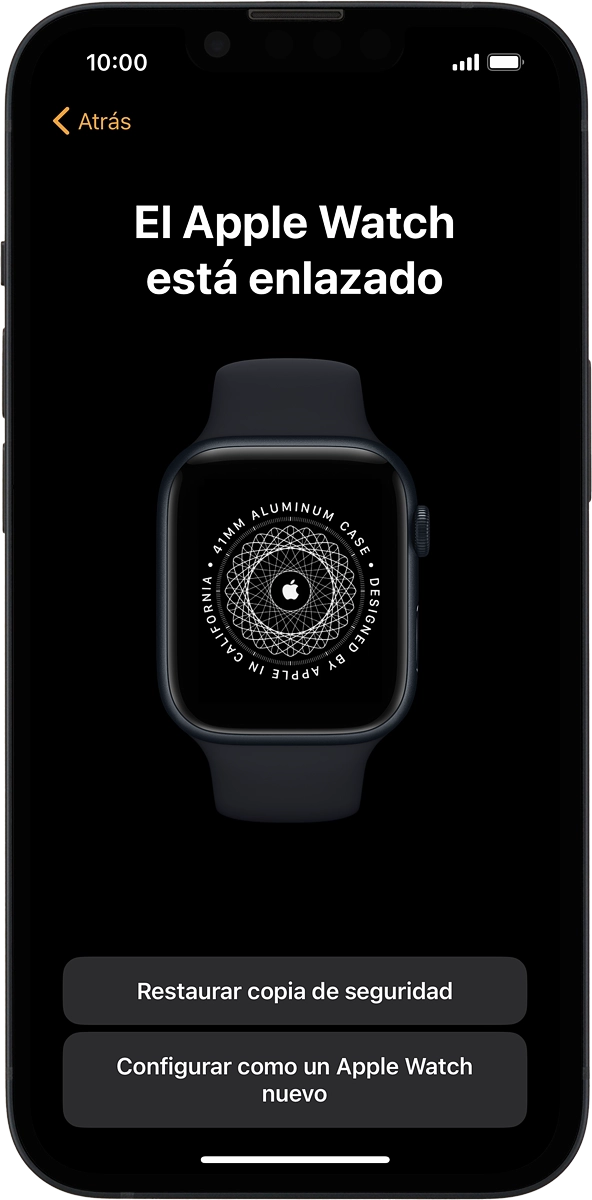 En el teléfono: Pulsa Configurar como un Apple Watch nuevo.