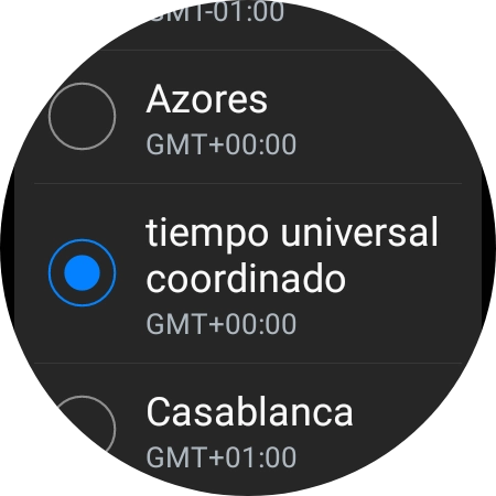 Pulsa la zona horaria deseada.