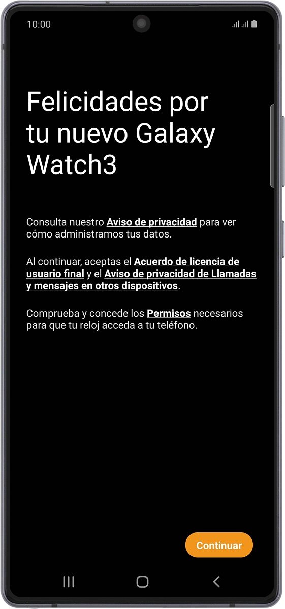 En el teléfono: Pulsa Continuar.
