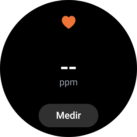 Pulsa Medir y espera mientra el smartwatch está midiendo el pulso.