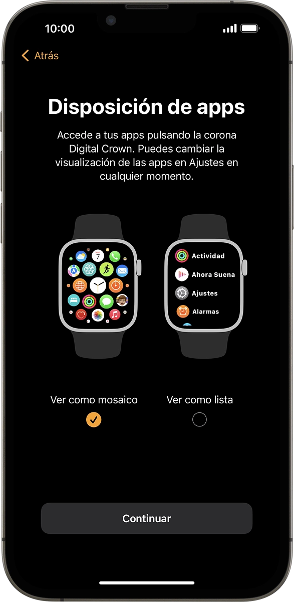 En el móvil: Pulsar el ajuste deseado.