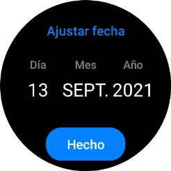 Desliza el dedo hacia arriba o hacia abajo por la pantalla para ajustar la fecha deseada.