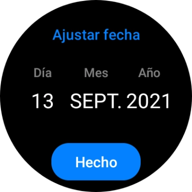 Desliza el dedo hacia arriba o hacia abajo por la pantalla para ajustar la fecha deseada.