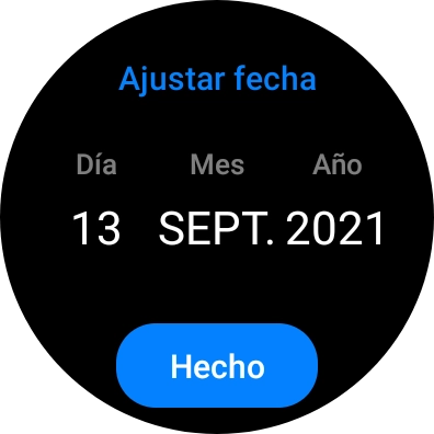 Desliza el dedo hacia arriba o hacia abajo por la pantalla para ajustar la fecha deseada.