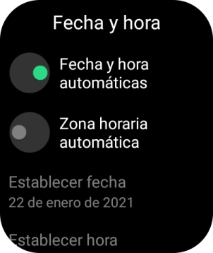Pulsa Zona horaria automática para activar la función.