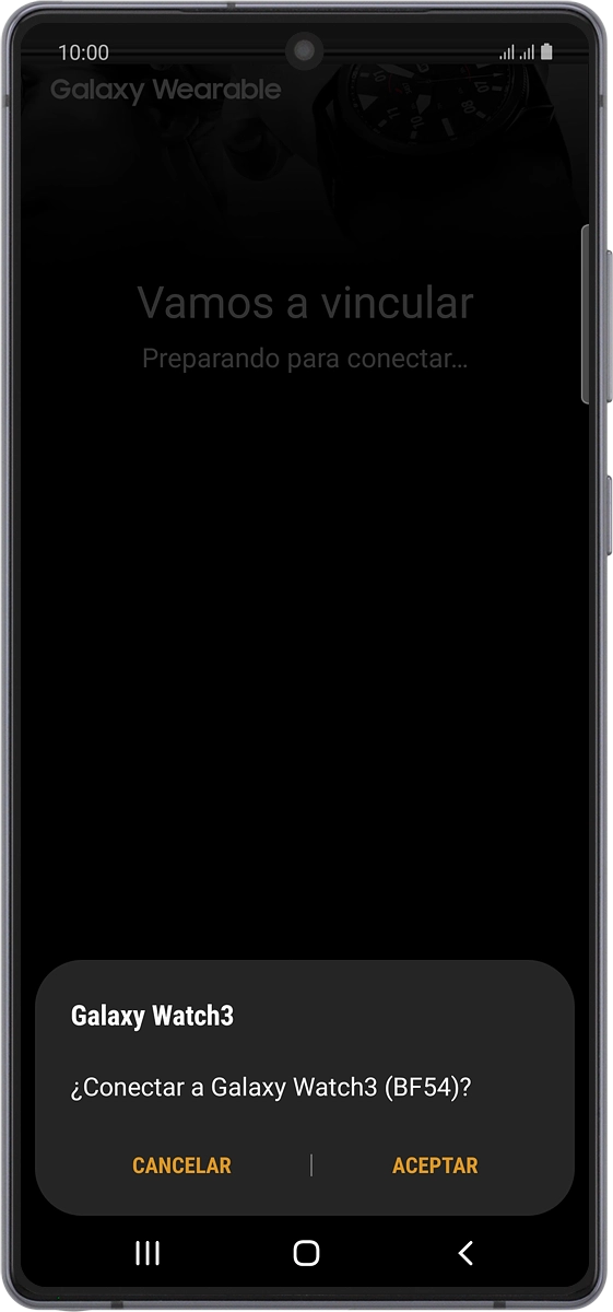 En el teléfono: Comprueba que el código coincida con el código que aparece en tu smartwatch y acéptalo en ambos dispositivos.