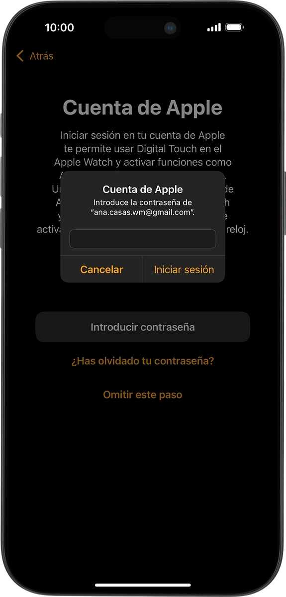 En el teléfono: Introduce la contraseña de tu ID de Apple y pulsa Iniciar sesión.