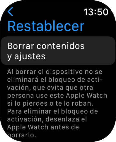 Pulsar Borrar contenidos y ajustes.