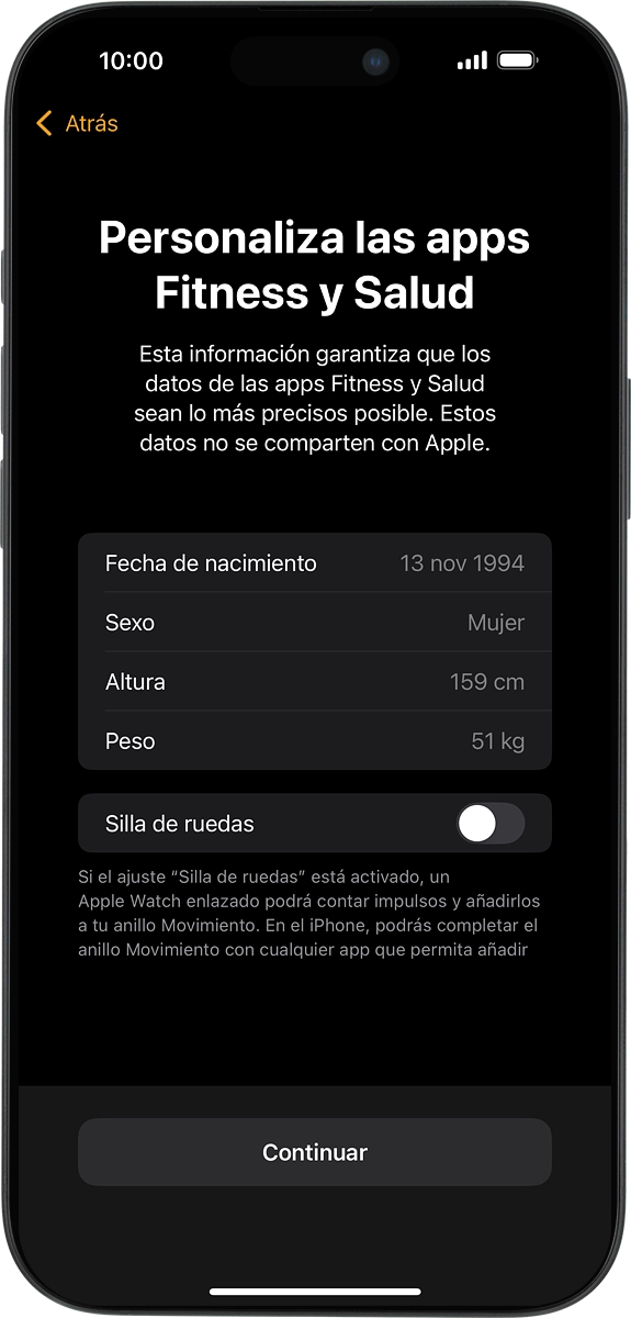 En el teléfono: Sigue las indicaciones de la pantalla para seleccionar los ajustes deseados y pulsa Continuar.