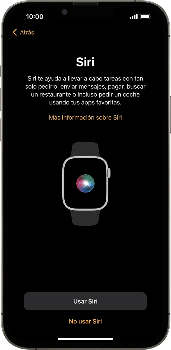 En el móvil: Pulsar el ajuste deseado para activar o desactivar la función. En caso de activar la función, seguir las indicaciones de la pantalla para configurar Siri.
