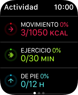 Sigue deslizando el dedo hacia arriba para revisar la vista sobre el número de pasos, distancia recorrida y pisos que has andado.