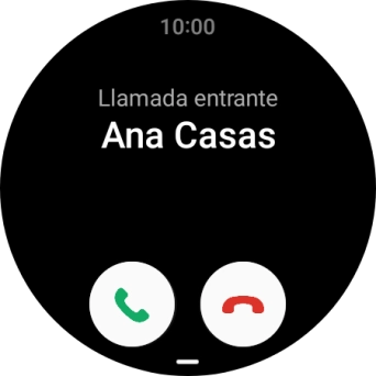 Pulsa el icono de responder llamadas y desliza el dedo hacia arriba para contestar la llamada.