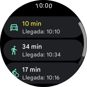 Pulsa el medio de transporte deseado.