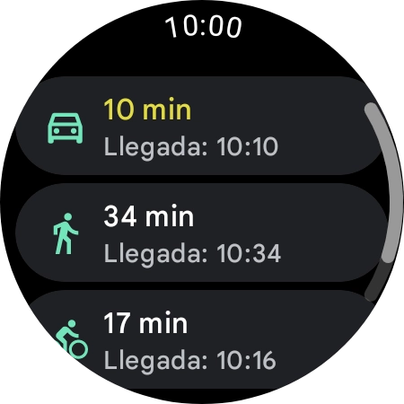 Pulsa el medio de transporte deseado.
