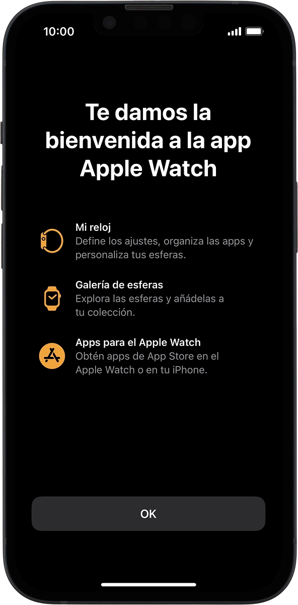 En el teléfono: Espera un momento mientras la activación del Apple Watch finaliza y pulsa OK.