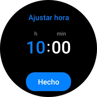 Desliza el dedo hacia arriba o hacia abajo por la pantalla para poner el reloj en hora.