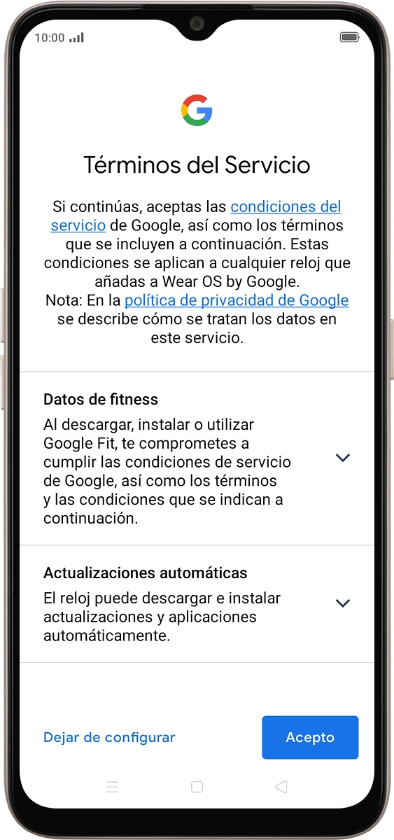En el teléfono: Pulsa Acepto.