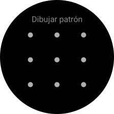Arrastra el dedo sobre la pantalla para unir por lo menos cuatro puntos y sigue las indicaciones de la pantalla para crear un patrón como código de seguridad.