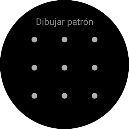 Arrastra el dedo sobre la pantalla para unir por lo menos cuatro puntos y sigue las indicaciones de la pantalla para crear un patrón como código de seguridad.